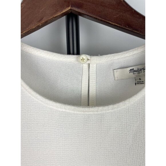 Madewell Textured White Oversized Short Sleeve‎ Back Keyhole Neck Blouse Size S - Picture 5 of 6